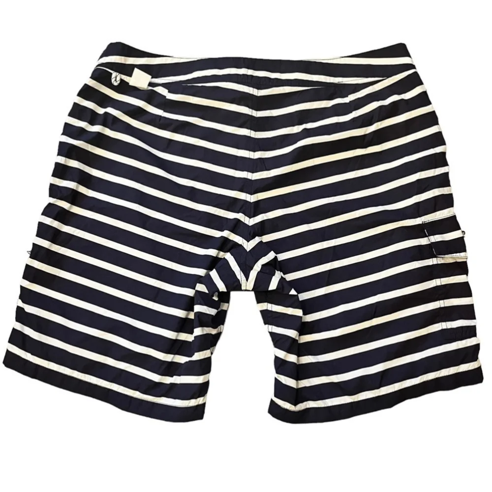 NWT J. Crew 9” Striped Nautical Board Shorts Swim Trunks Navy & White Mesh Lined - Picture 7 of 13